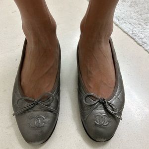 Silver Chanel Ballet Flats